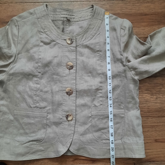 Marvin Richards Linen 3/4 Sleeve Button Front Jacket - Picture 11 of 13